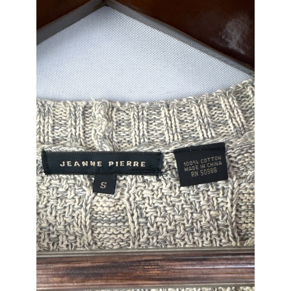Women’s Jeanne Pierre Small Beige & Gray Striped Sweater - Picture 4 of 4